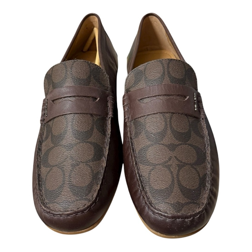 Men's Coach Brown Leather Loafers Size 11 - Picture 2 of 7